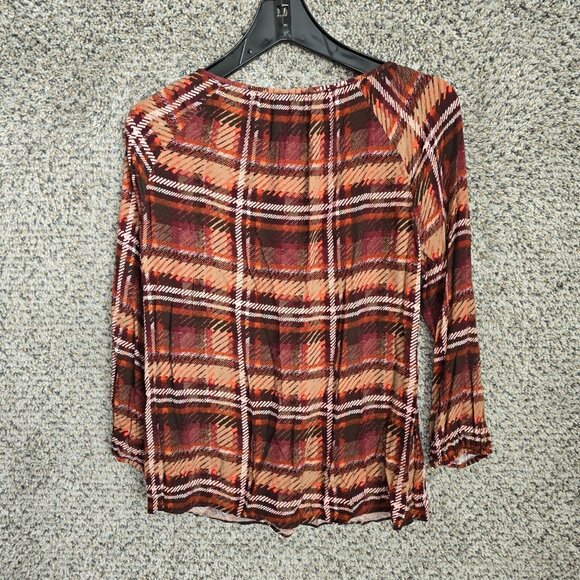 Talbots Top Womens Medium Purple Printed Keyhole Neck Blouse Casual Ladies - Picture 7 of 7